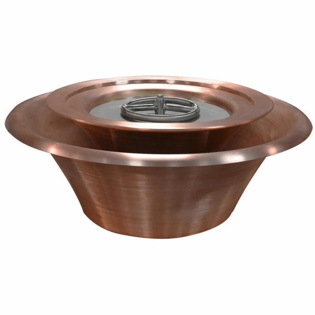 The Outdoor Plus Cazo 36 Hammered Copper 360 Spill Round 12V Electronic Ignition Fire & Water Bowl OPT-36FW360E12V