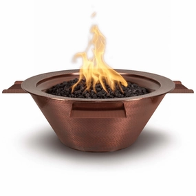 The Outdoor Plus Cazo 36" Hammered Copper 4 Way Spill Round 12V Electronic Ignition Fire & Water Bowl OPT-4W36E12Vportable outdoor fire pit with lid