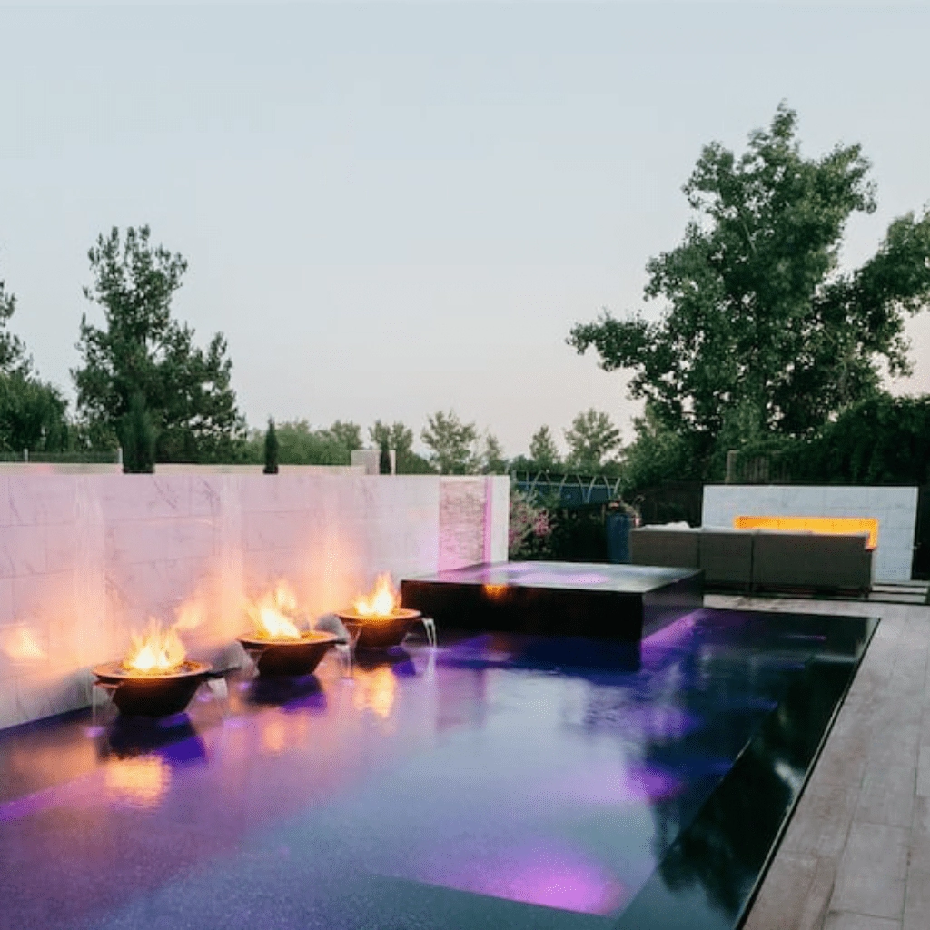 The Outdoor Plus Cazo 36" Hammered Copper 4 Way Spill Round 12V Electronic Ignition Fire & Water Bowl OPT-4W36E12V