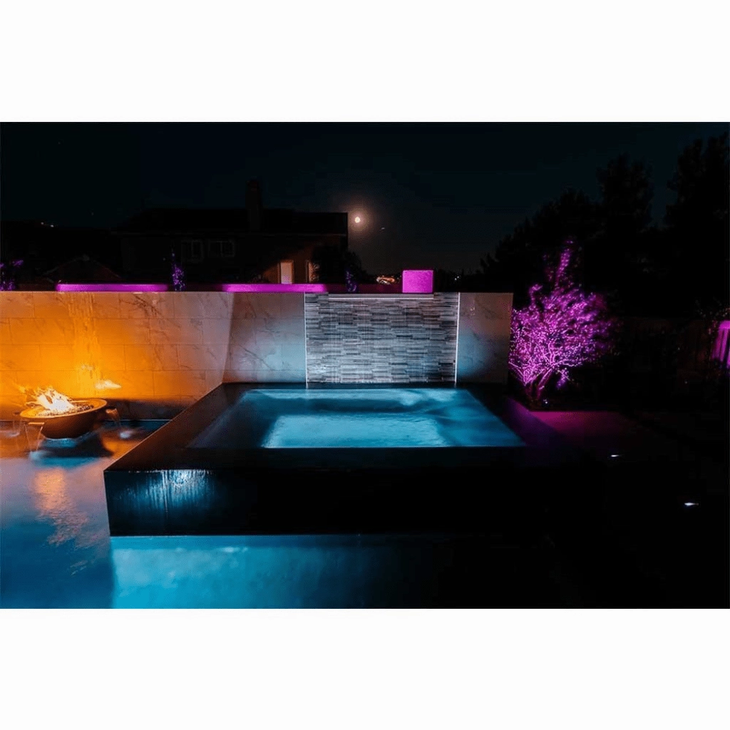 The Outdoor Plus Cazo 36" Hammered Copper 4 Way Spill Round 12V Electronic Ignition Fire & Water Bowl OPT-4W36E12V