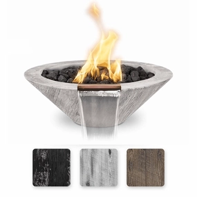 The Outdoor Plus Cazo GFRC 24" Wood Grain Concrete Round 12V Electronic Ignition Fire & Water Bowl OPT-24RWGFWE12Vportable outdoor fire pit with lid