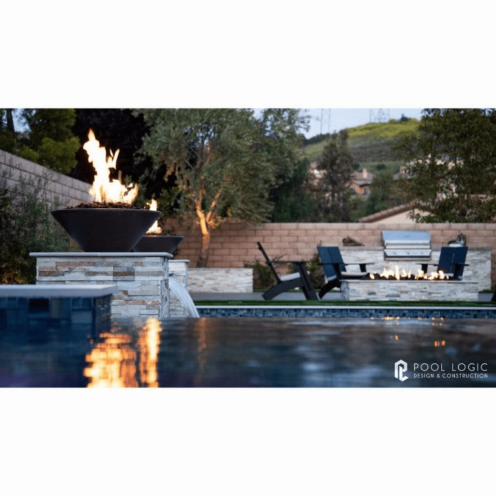 The Outdoor Plus Cazo GFRC 31" Match Lit Concrete Round Fire & Water Bowl OPT-31RFW