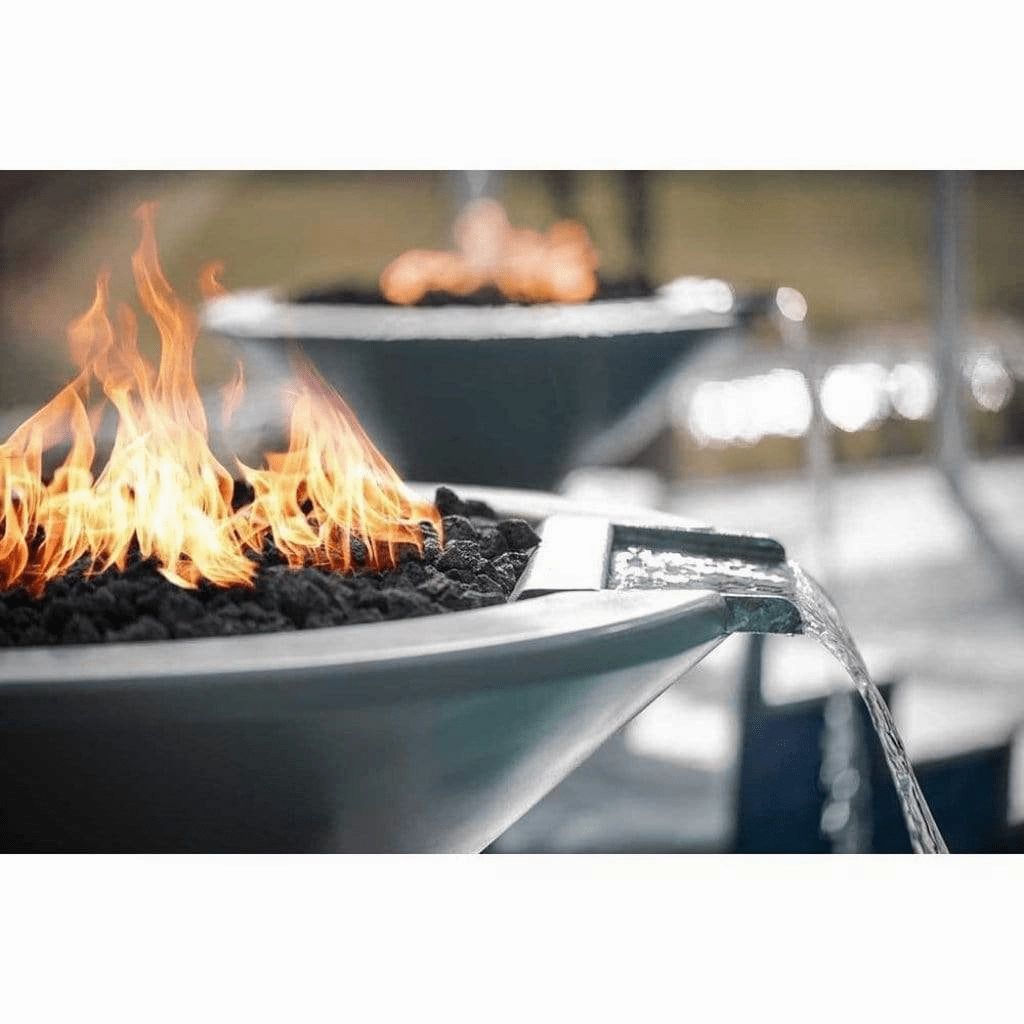 The Outdoor Plus Cazo GFRC 31" Match Lit Concrete Round Fire & Water Bowl OPT-31RFW