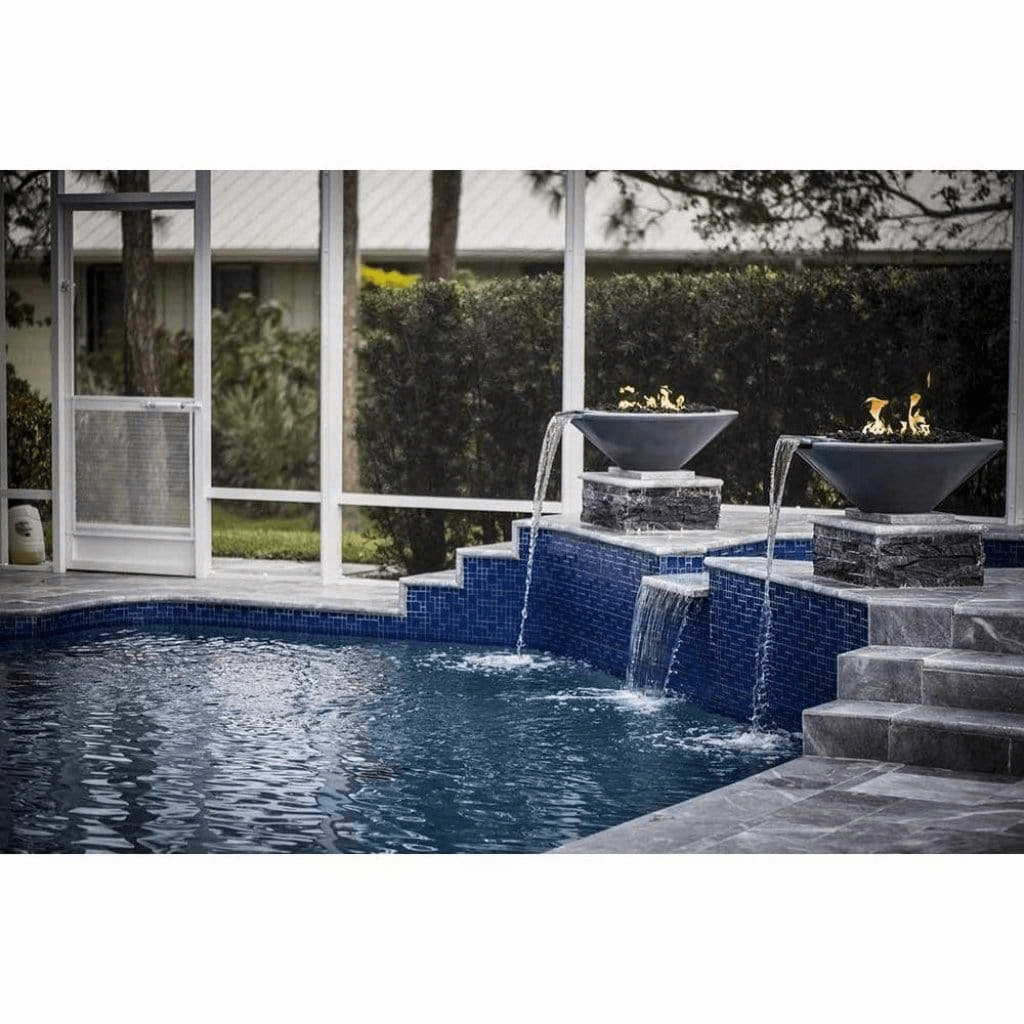 The Outdoor Plus Cazo GFRC 31" Match Lit Concrete Round Fire & Water Bowl OPT-31RFW