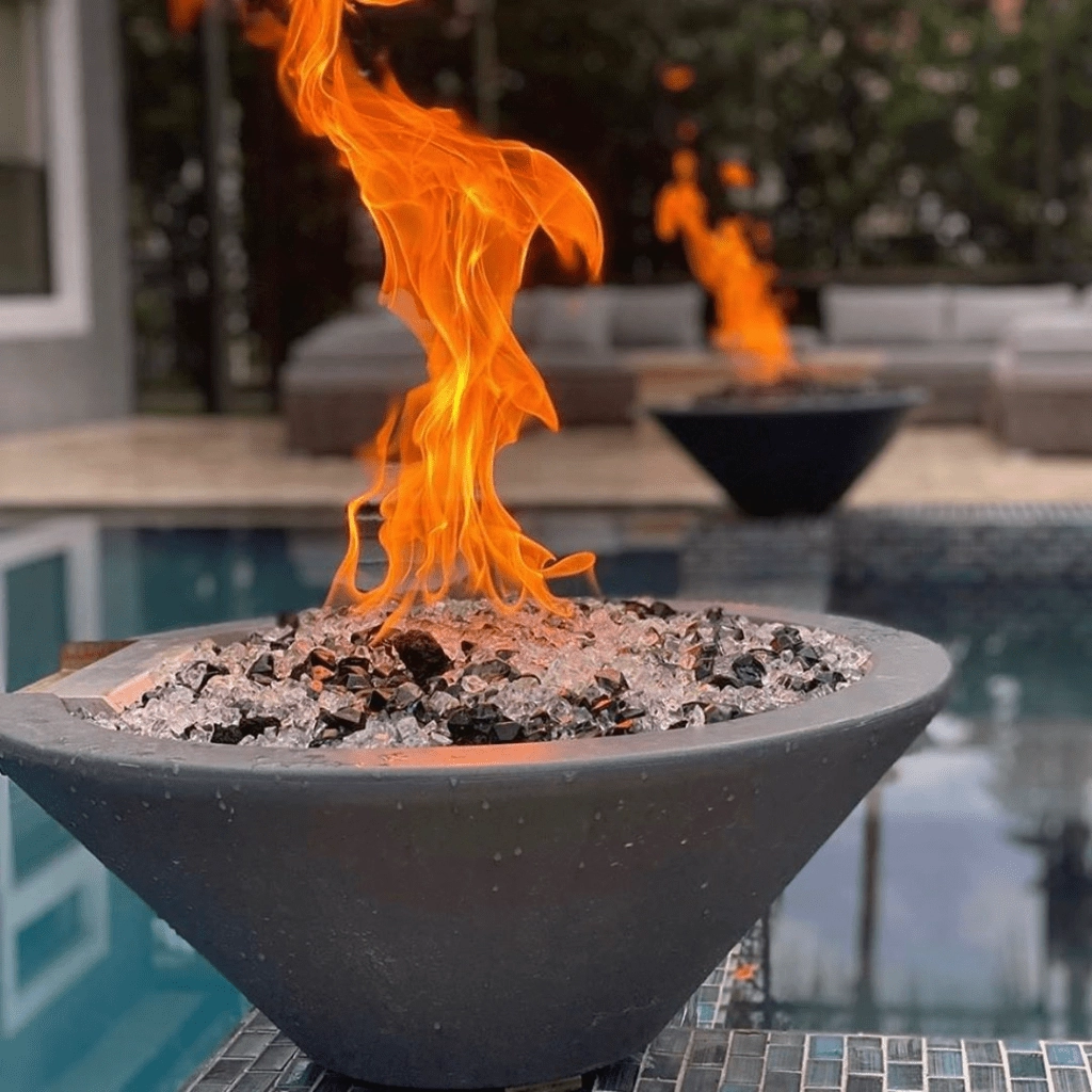 The Outdoor Plus Cazo GFRC 31" Match Lit Concrete Round Fire Bowl OPT-31RFO