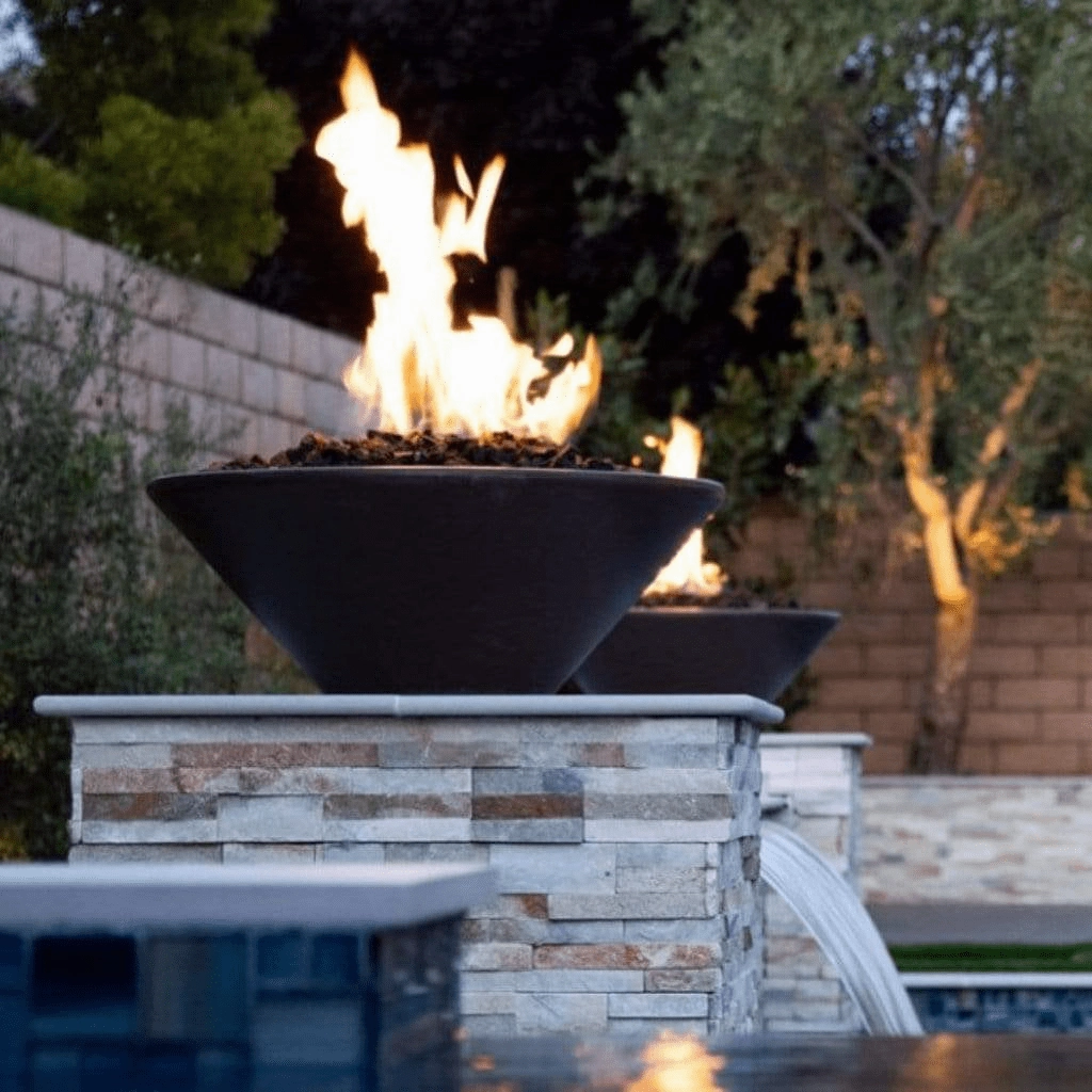 The Outdoor Plus Cazo GFRC 31" Match Lit Concrete Round Fire Bowl OPT-31RFO