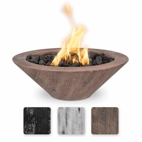 The Outdoor Plus Cazo GFRC 32" Wood Grain Concrete Round Match Lit Fire Bowl OPT-32RWGFOportable outdoor fire pit with lid