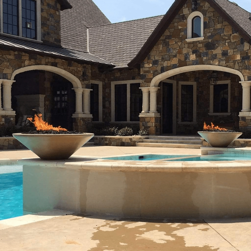 The Outdoor Plus Cazo GFRC 36" 12V Electronic Ignition Concrete Round Fire Bowl OPT-36RFOE12V