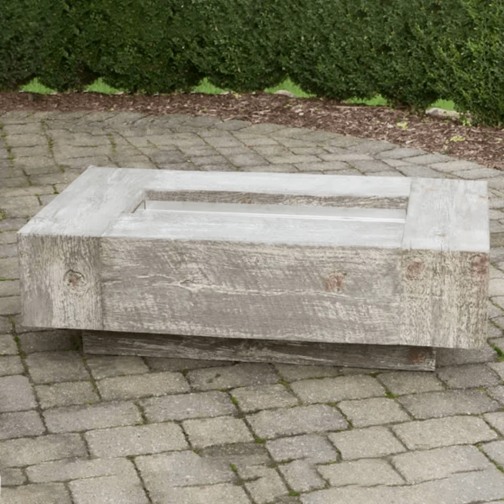 The Outdoor Plus Coronado 48" GFRC Wood Grain 12V Electronic Ignition Concrete Rectangle Gas Fire Pit OPT-COR48E12V