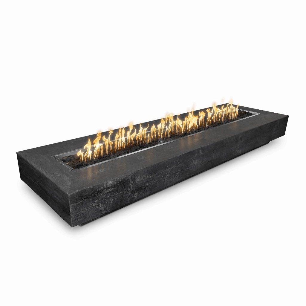 The Outdoor Plus Coronado 48" GFRC Wood Grain Flame Sense with Spark Igniter Concrete Rectangle Gas Fire Pit OPT-COR48FSEN