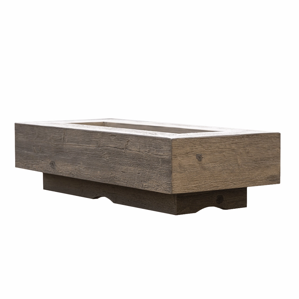 The Outdoor Plus Coronado 48" GFRC Wood Grain Flame Sense with Spark Igniter Concrete Rectangle Gas Fire Pit OPT-COR48FSEN