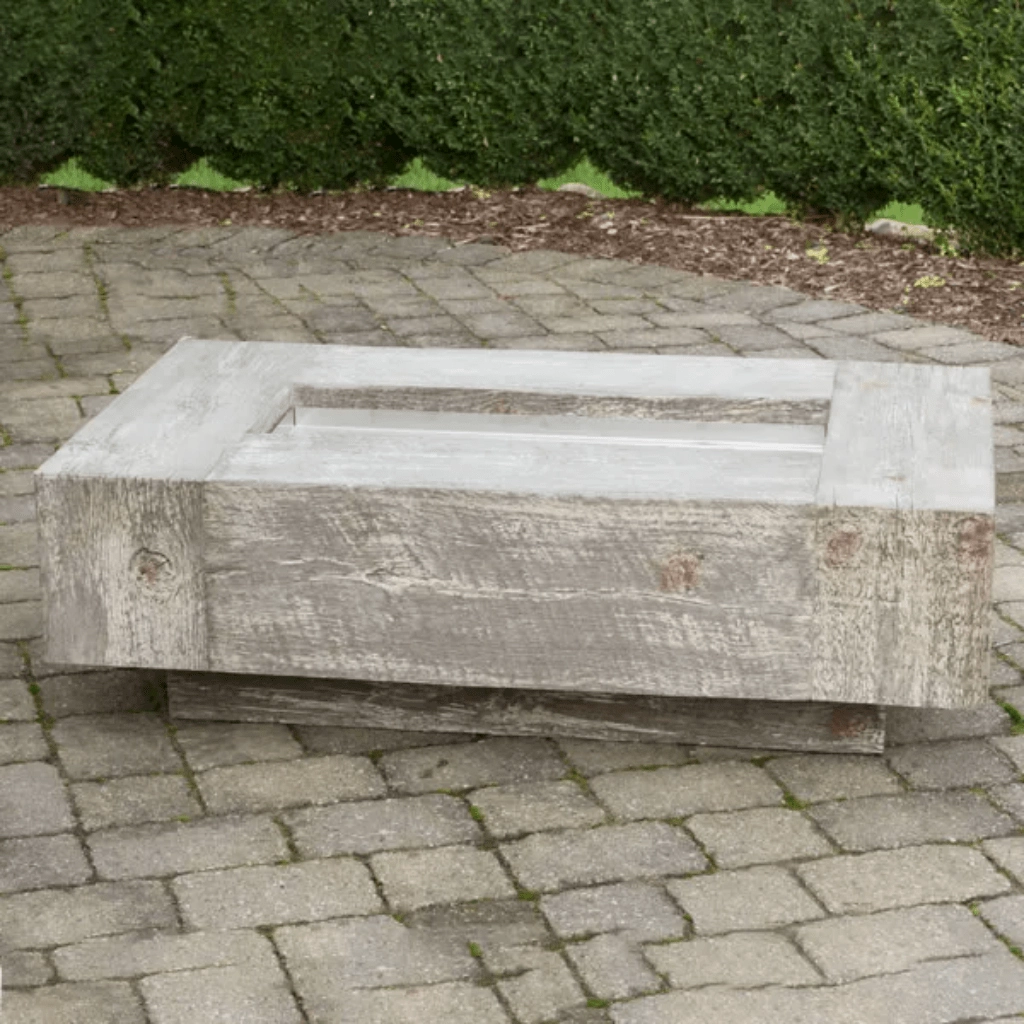 The Outdoor Plus Coronado 48" GFRC Wood Grain Flame Sense with Spark Igniter Concrete Rectangle Gas Fire Pit OPT-COR48FSEN
