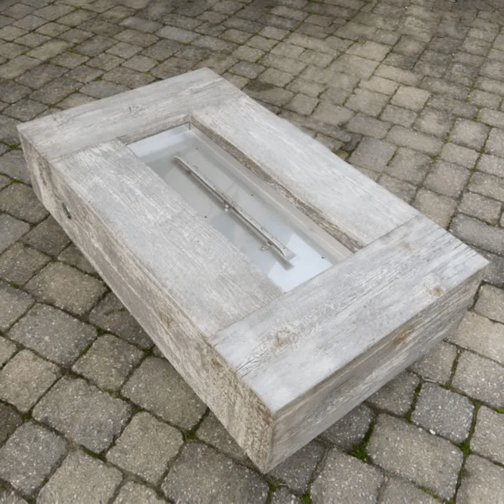 The Outdoor Plus Coronado 60" GFRC Wood Grain Match Lit Concrete Rectangle Gas Fire Pit OPT-COR60