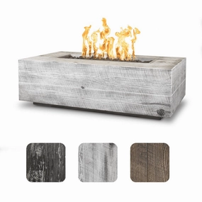 The Outdoor Plus Coronado 60" GFRC Wood Grain Match Lit Concrete Rectangle Gas Fire Pit OPT-COR60portable outdoor fire pit with lid