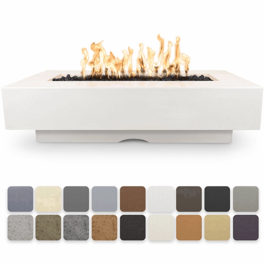 The Outdoor Plus Del Mar GFRC 48" Flame Sense with Spark Concrete Rectangle Fire Pit Table OPT-CORGFRC48FSENportable outdoor fire pit with lid