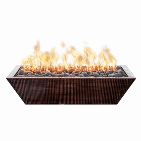 The Outdoor Plus  Linear Maya 60" Hammered Copper Rectangle 12V Electronic Ignition Fire Bowl OPT-6020MCFOE12Vportable outdoor fire pit with lid