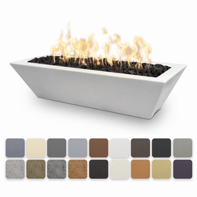 The Outdoor Plus Linear Maya GFRC 48" Concrete Rectangle 12V Electronic Ignition Fire Bowl OPT-4820MFOE12Vportable outdoor fire pit with lid