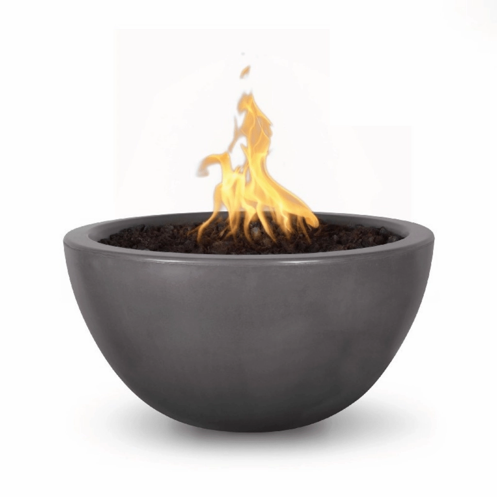 The Outdoor Plus Luna GFRC 38" Concrete Round 12V Electronic Ignition Fire Bowl OPT-LUNFO38E12V