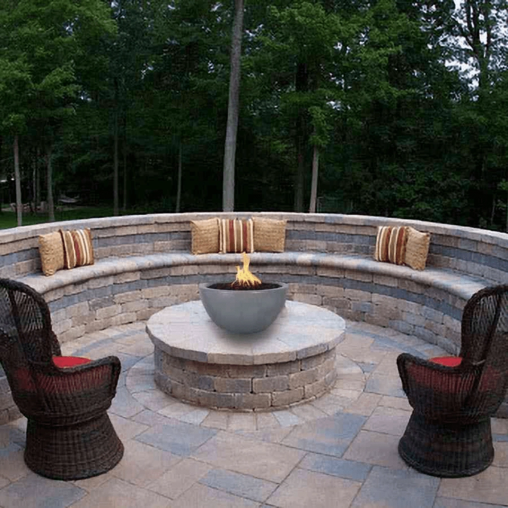 The Outdoor Plus Luna GFRC 38" Concrete Round 12V Electronic Ignition Fire Bowl OPT-LUNFO38E12V