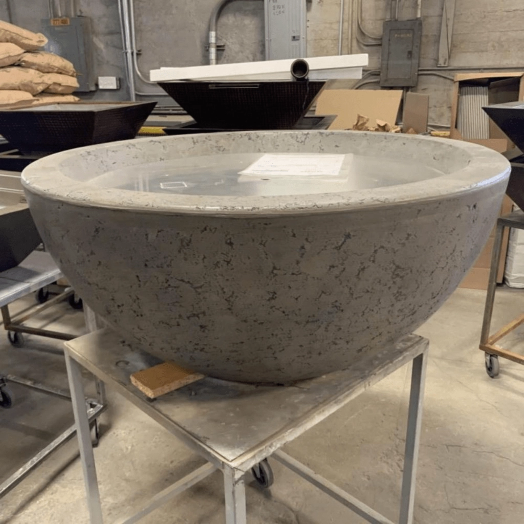 The Outdoor Plus Luna GFRC 38" Concrete Round 12V Electronic Ignition Fire Bowl OPT-LUNFO38E12V