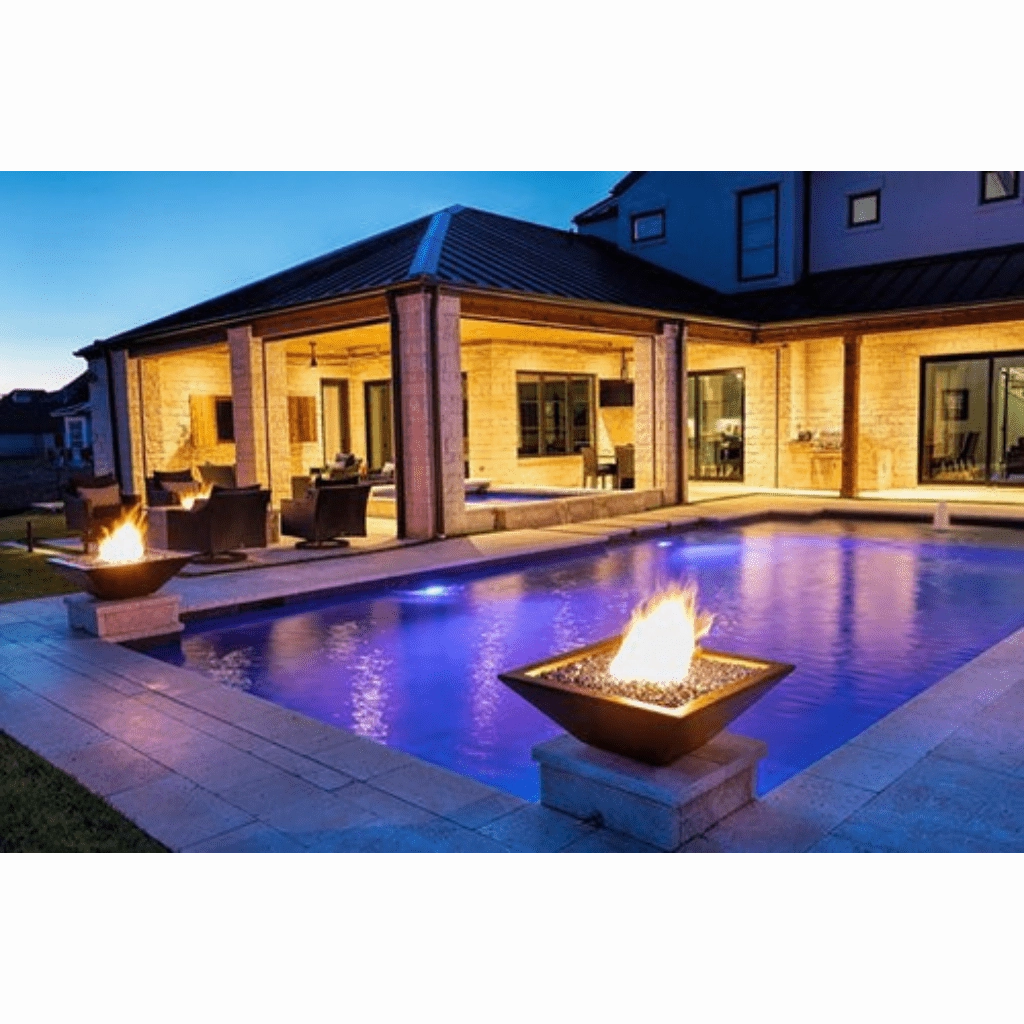 The Outdoor Plus Maya 24" Powder Coated Steel Square Match Lit Fire Bowl OPT-24SQPCFO