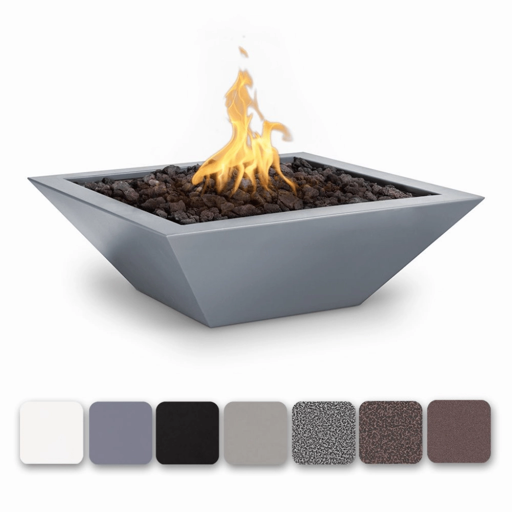 The Outdoor Plus Maya 24" Powder Coated Steel Square Match Lit Fire Bowl OPT-24SQPCFOportable outdoor fire pit with lid