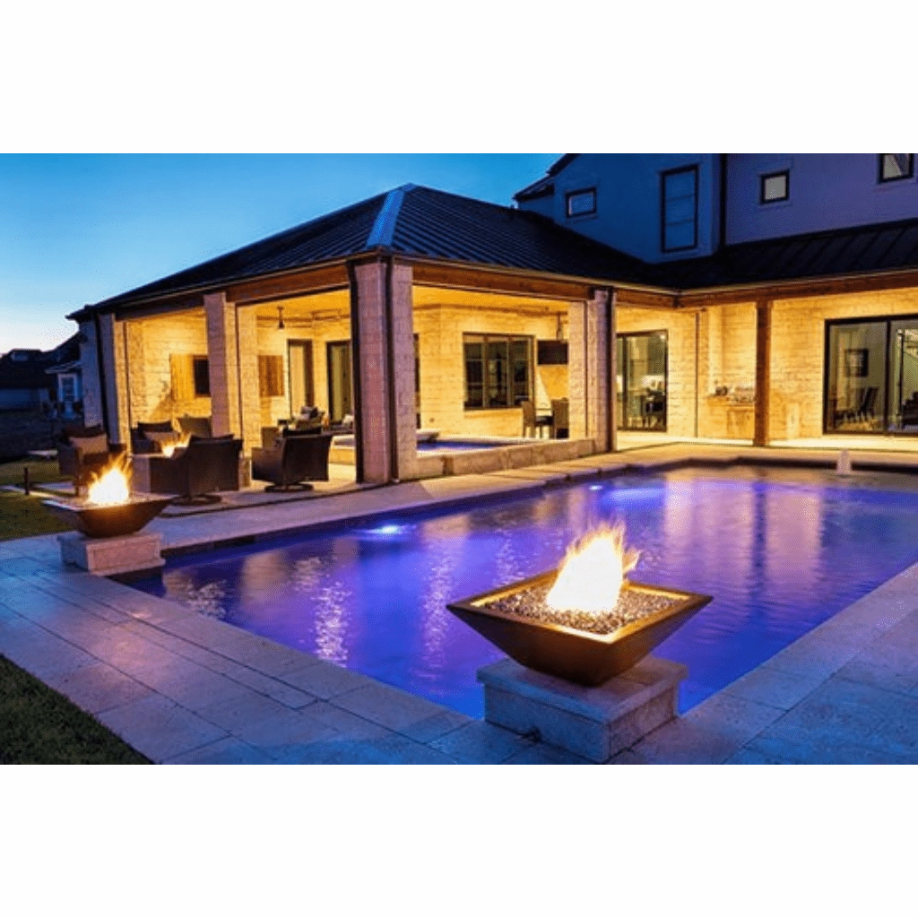 The Outdoor Plus Maya 30" Powder Coated Steel Square 12V Electronic Ignition Fire Bowl OPT-30SQPCFOE12V