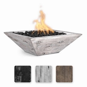 The Outdoor Plus Maya GFRC 24" Wood Grain Concrete Square Match Lit Fire Bowl OPT-24RWGFOportable outdoor fire pit with lid
