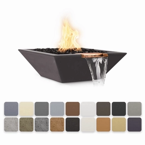 The Outdoor Plus Maya GFRC 30" 12V Electronic Ignition Concrete Square Fire & Water Bowl OPT-30SFWE12Vportable outdoor fire pit with lid