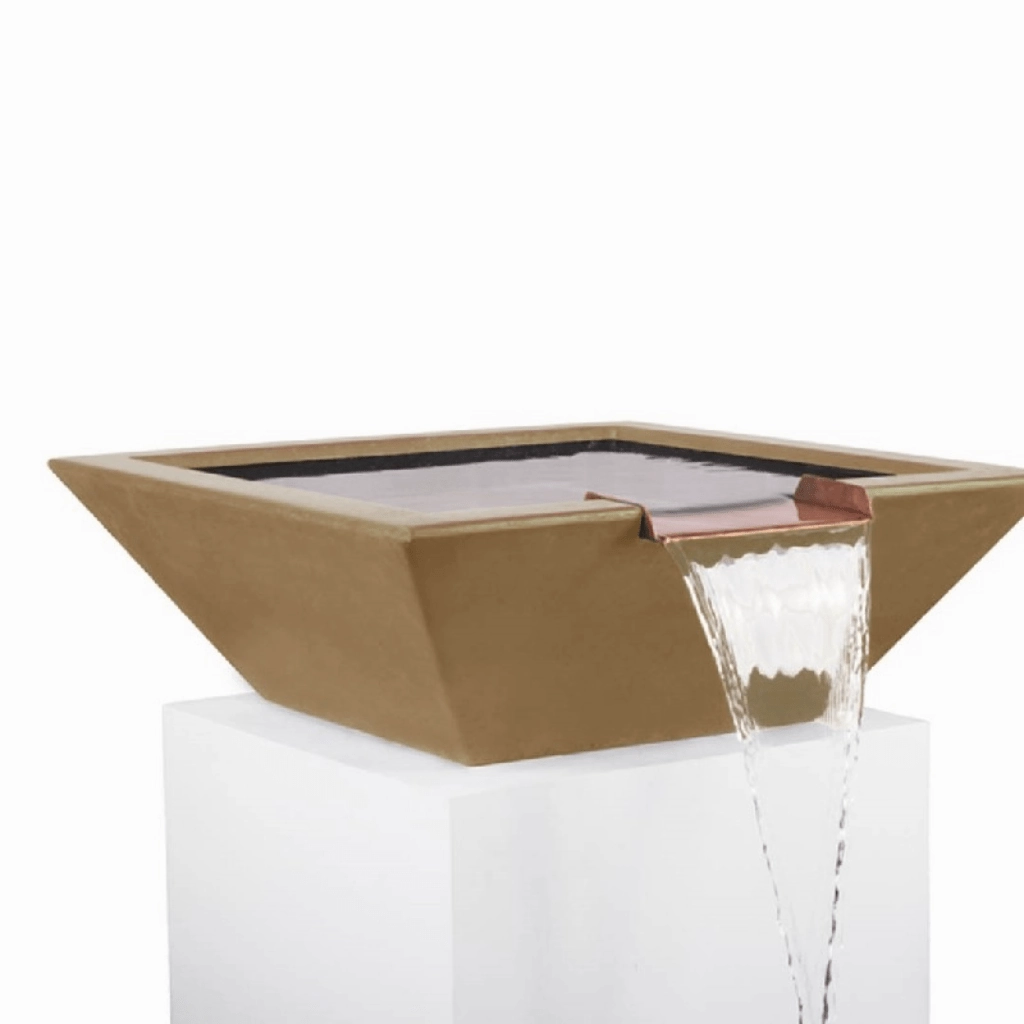 The Outdoor Plus Maya GFRC 36" Concrete Square Water Bowl OPT-36SWO
