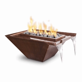 The Outdoor Plus Nile 36" Hammered Copper Square 12V Electronic Ignition Fire & Water Bowl OPT-36NLCPFE12Vportable outdoor fire pit with lid