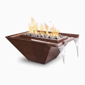The Outdoor Plus Nile 36" Hammered Copper Square Match Lit Fire & Water Bowl OPT-36NLCPFportable outdoor fire pit with lid