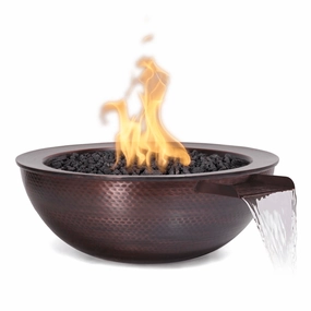 The Outdoor Plus Sedona 27" Hammered Copper Round 12V Electronic Ignition Fire & Water Bowl OPT-27RCPRFWE12Vportable outdoor fire pit with lid
