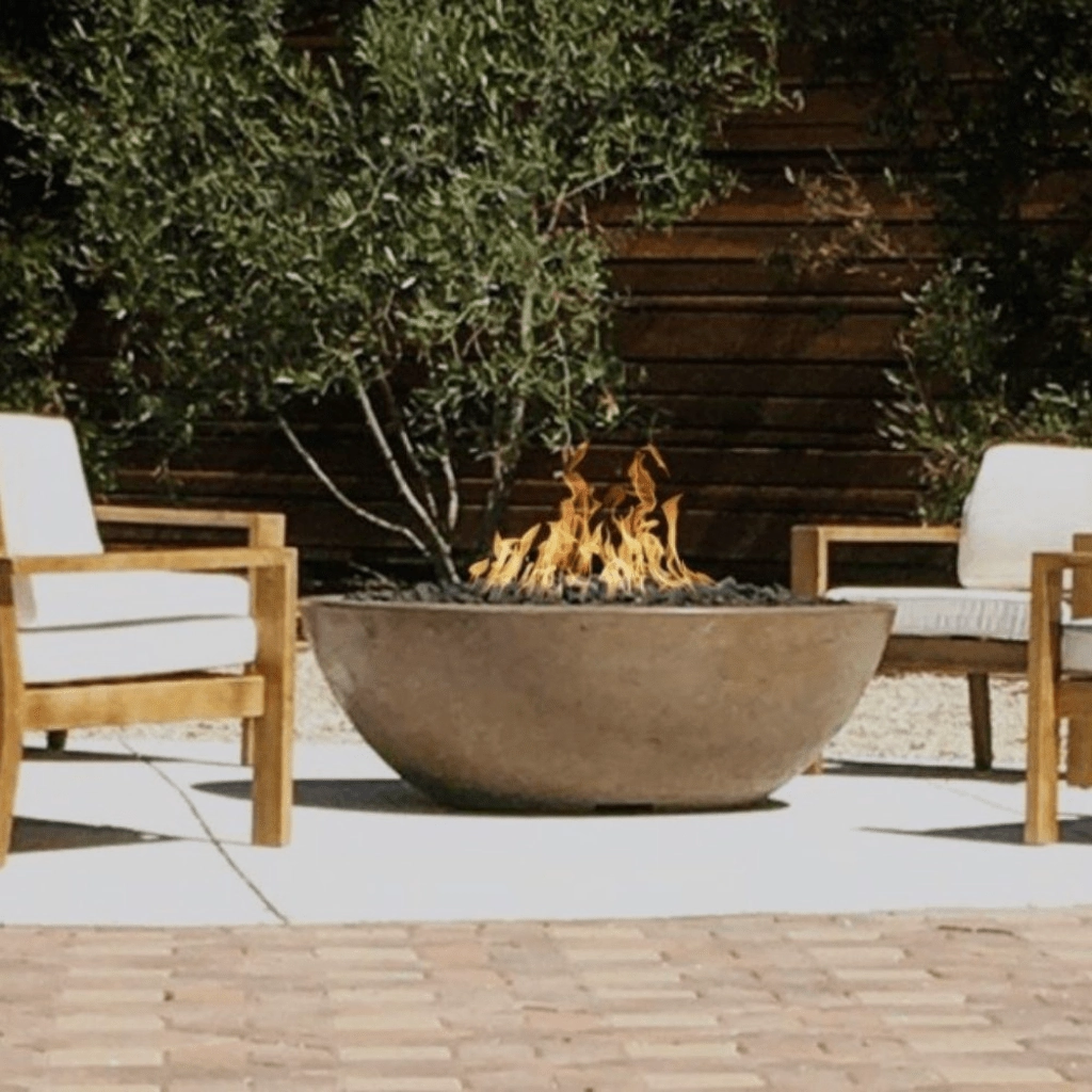 The Outdoor Plus Sedona 48" Narrow Ledge GFRC 12V Electronic Ignition Concrete Round Fire Pit OPT-SED48E12V