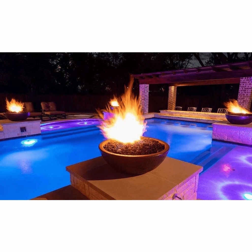 The Outdoor Plus Sedona GFRC 27" Concrete Round Match Lit Fire Bowl OPT-27RFO
