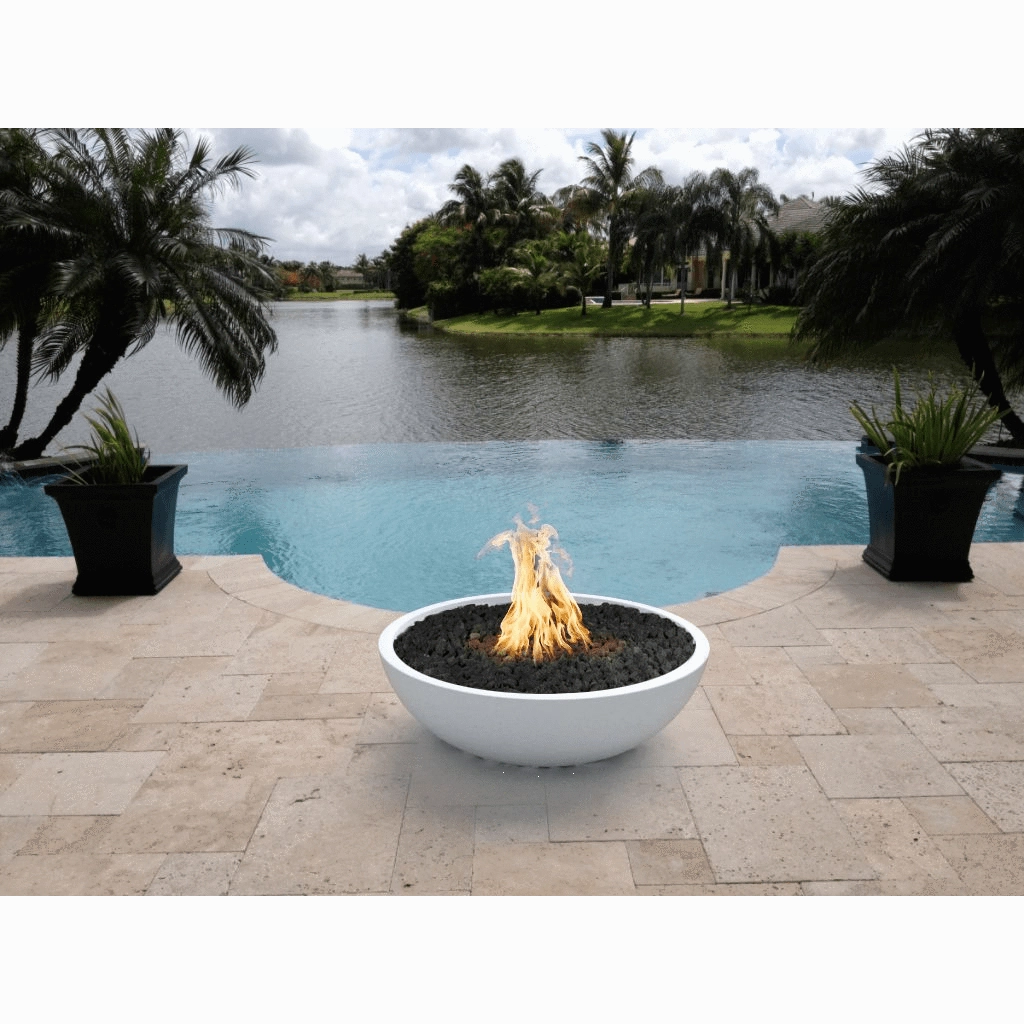 The Outdoor Plus Sedona GFRC 27" Concrete Round Match Lit Fire Bowl OPT-27RFO