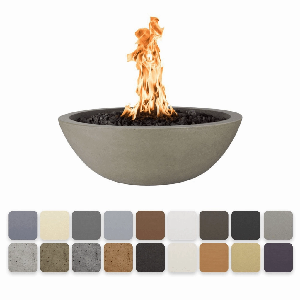 The Outdoor Plus Sedona GFRC 27" Concrete Round Match Lit Fire Bowl OPT-27RFOportable outdoor fire pit with lid