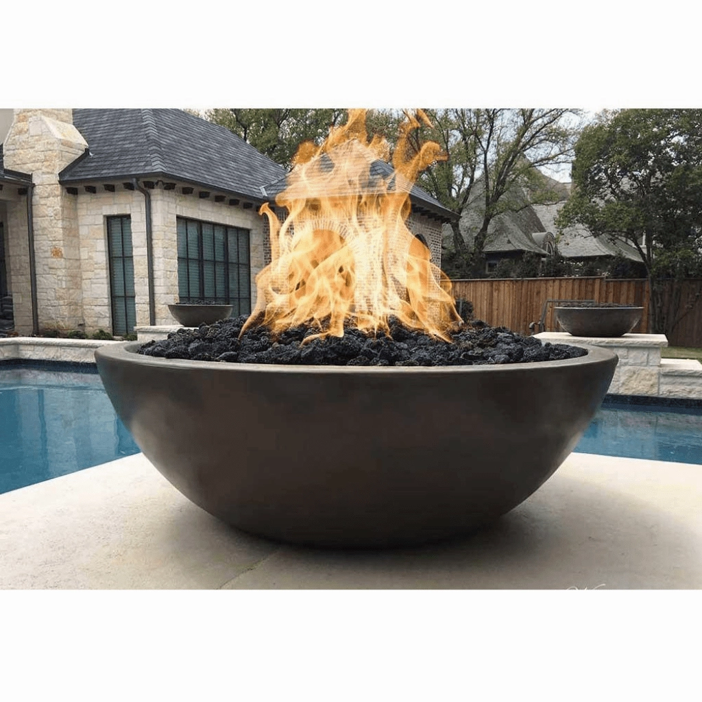 The Outdoor Plus Sedona GFRC 27" Concrete Round Match Lit Fire Bowl OPT-27RFO
