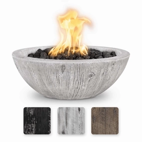 The Outdoor Plus Sedona GFRC 27" Wood Grain Concrete Round 12V Electronic Ignition Fire Bowl OPT-27RWGFOE12Vportable outdoor fire pit with lid