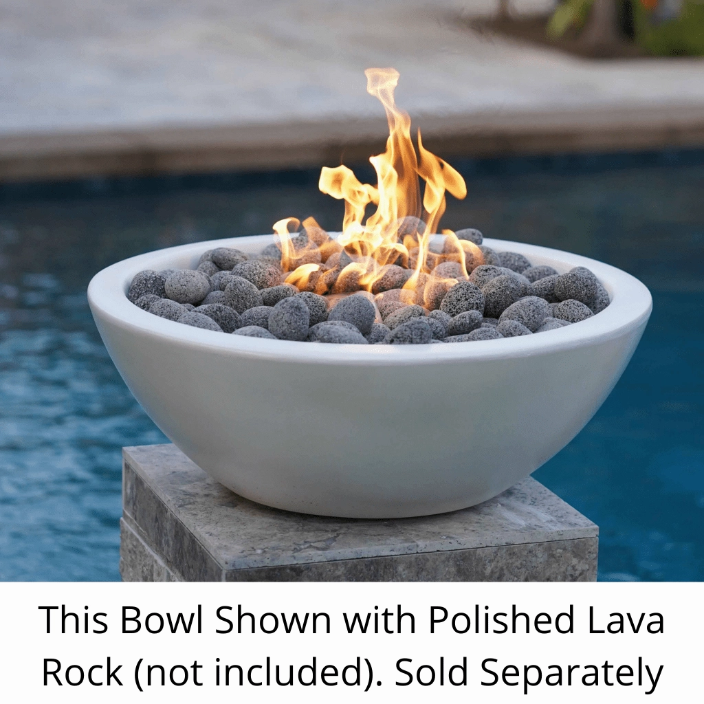 The Outdoor Plus Sedona GFRC 33" Concrete Round 12V Electronic Ignition Fire Bowl OPT-33RFOE12V