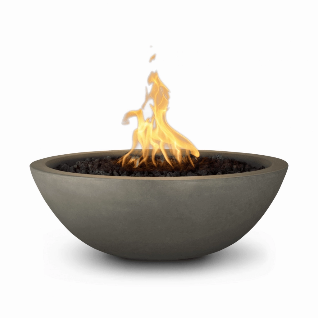 The Outdoor Plus Sedona GFRC 33" Concrete Round 12V Electronic Ignition Fire Bowl OPT-33RFOE12V