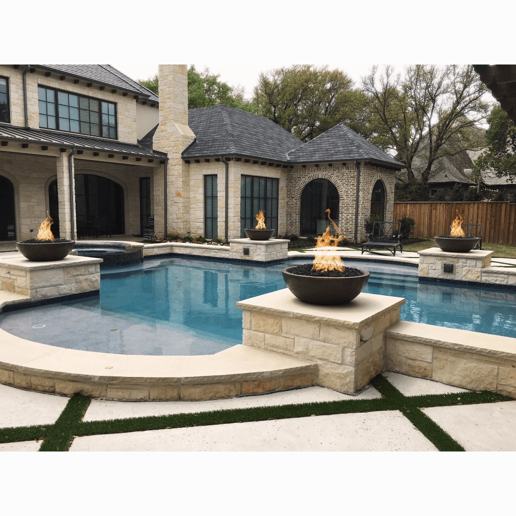 The Outdoor Plus Sedona GFRC 33" Concrete Round 12V Electronic Ignition Fire Bowl OPT-33RFOE12V