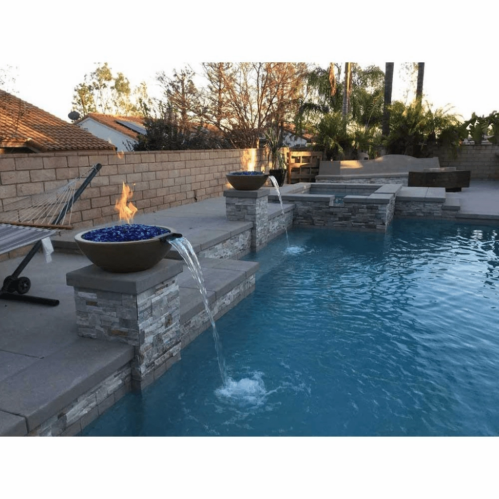 The Outdoor Plus Sedona GFRC 33" Concrete Round Match Lit Fire & Water Bowl OPT-33RFW