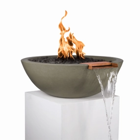 The Outdoor Plus Sedona GFRC 33" Concrete Round Match Lit Fire & Water Bowl OPT-33RFWportable outdoor fire pit with lid