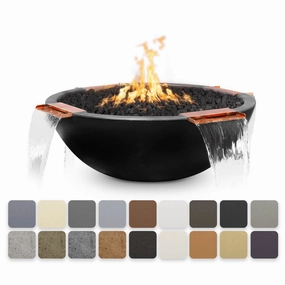 The Outdoor Plus Sedona GFRC 60" Concrete 4 Way Spill Round 12V Electronic Ignition Fire & Water Bowl OPT-60RFW4WE12Vportable outdoor fire pit with lid