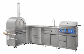 Thor Kitchen 4 Burner Outdoor Kitchen Grill Package stainless steel BBQ grill with side table