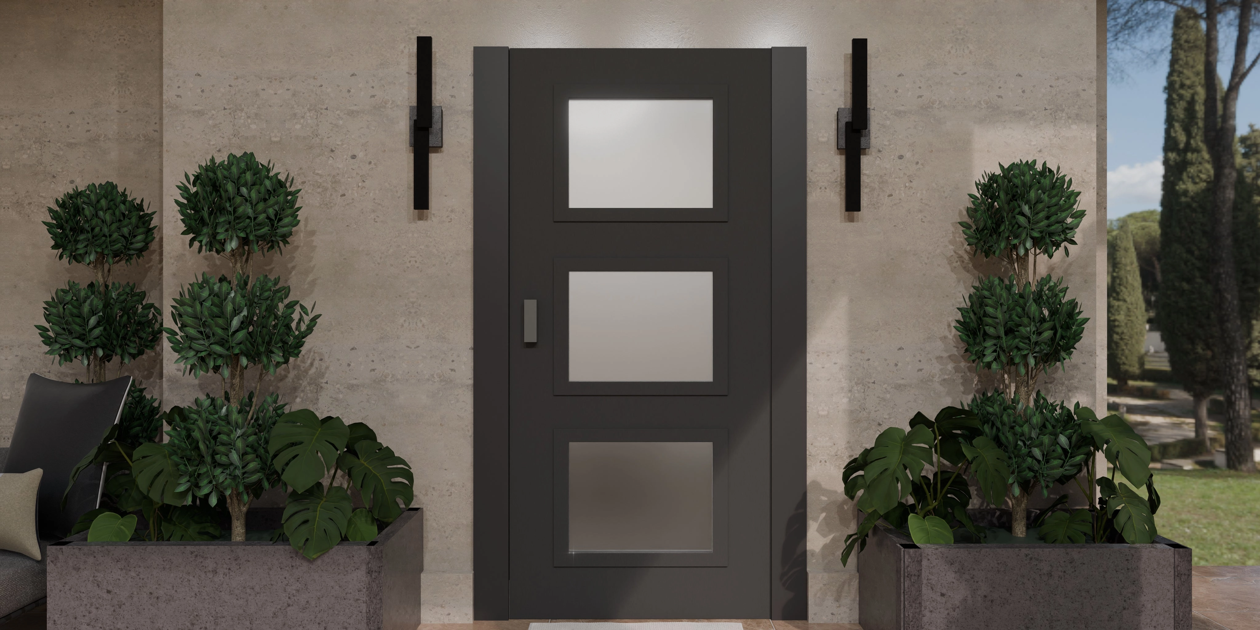 Todman LED Outdoor Wall Mount Earth Black