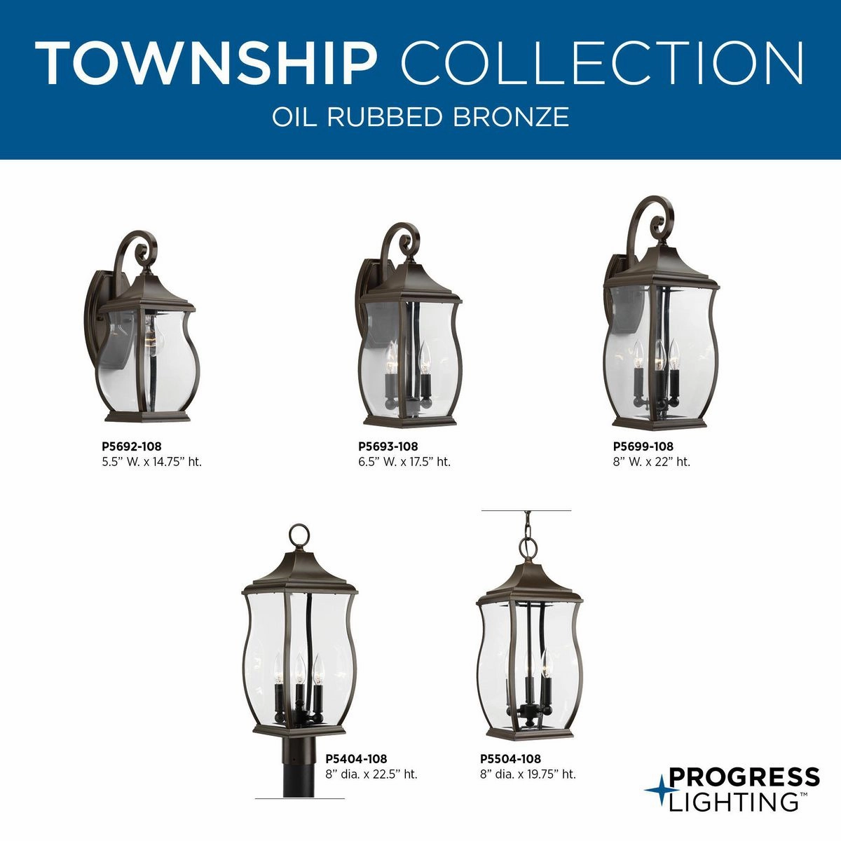 Township Three Light Large Wall Lantern Oil Rubbed Bronze