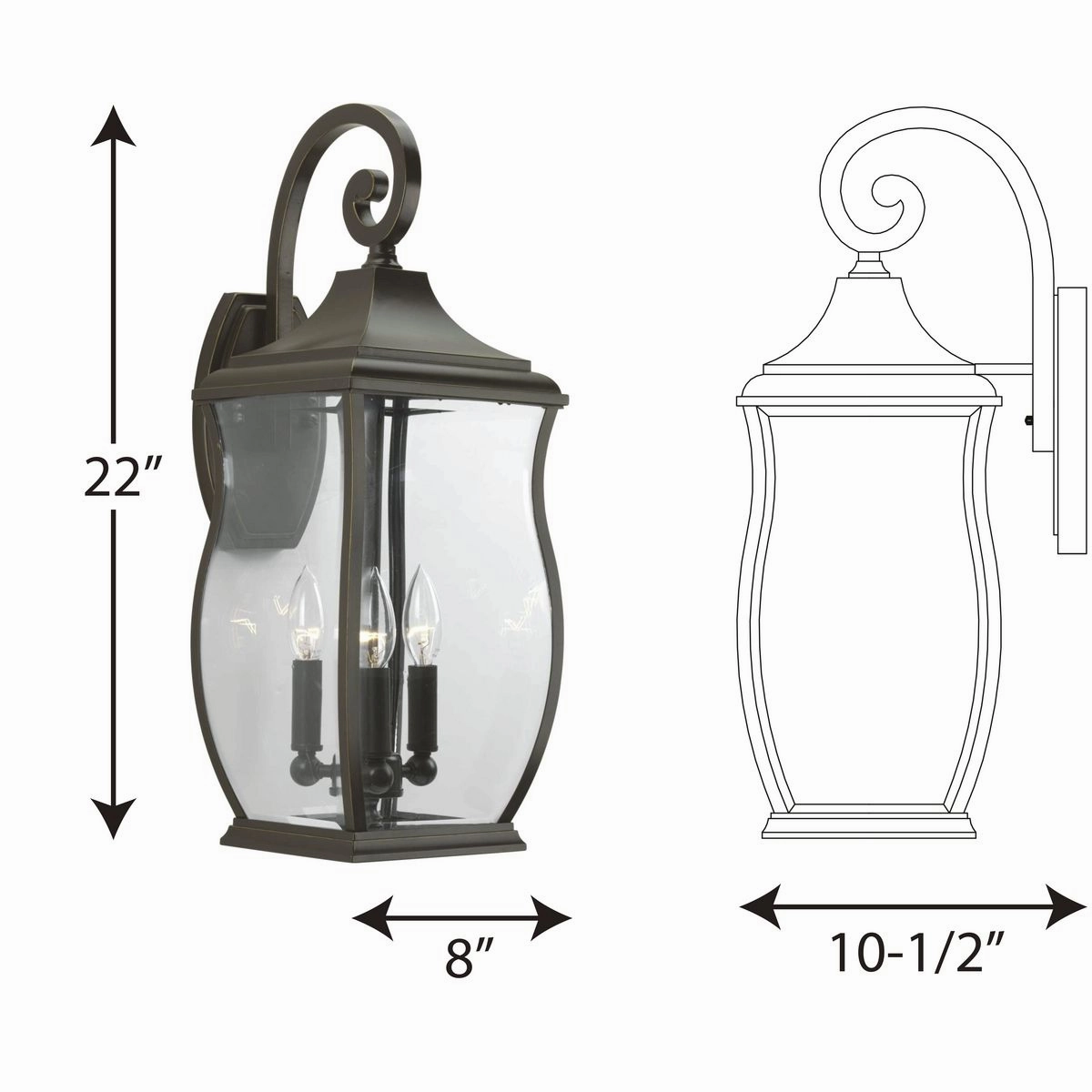 Township Three Light Large Wall Lantern Oil Rubbed Bronze