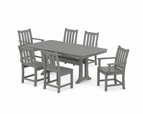 Traditional Garden 7-Piece Dining Set with Trestle Legsoutdoor patio furniture set